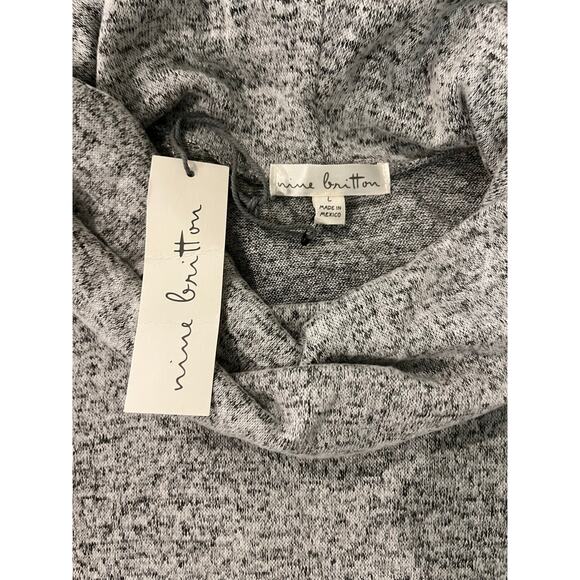 Nine Britton Cowl Neck Hacci Knit Dress Women's L Gray Long Sleeve Short Dress - Picture 4 of 9